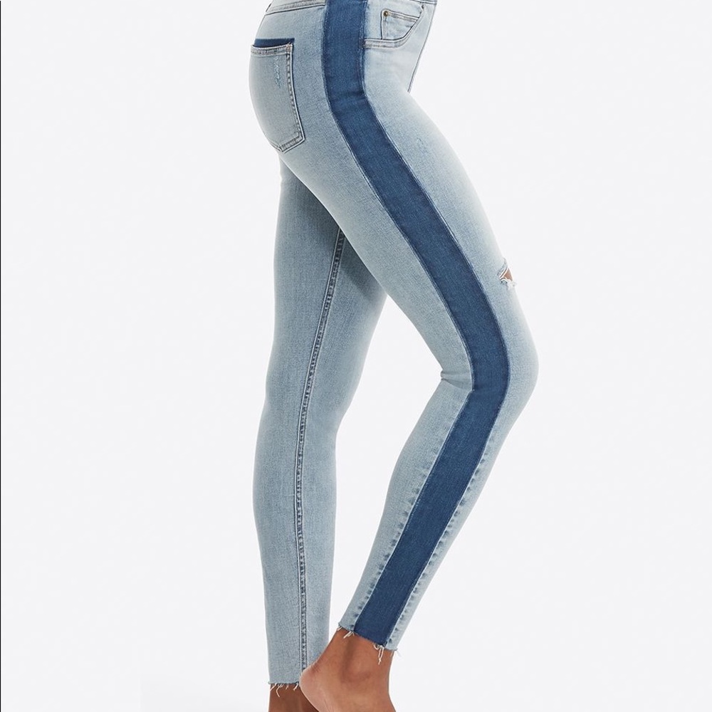 Spanx Denim Stripe Distressed Jeggings  Skinny Jeans